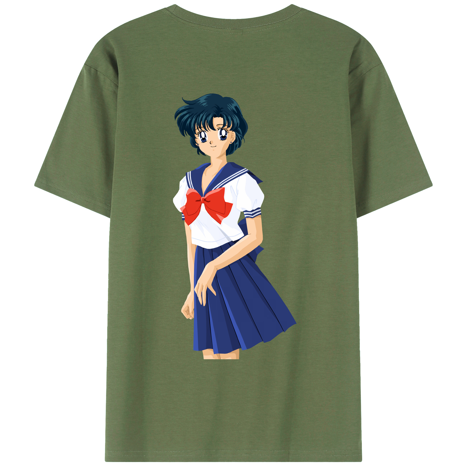 （画像用） 美少女戦士セーラームーン 水野 亜美 みずの あみ Sailor Moon Mizuno Ami 綿100％ メンズ半袖Tシャツ（バックプリント） 通気性